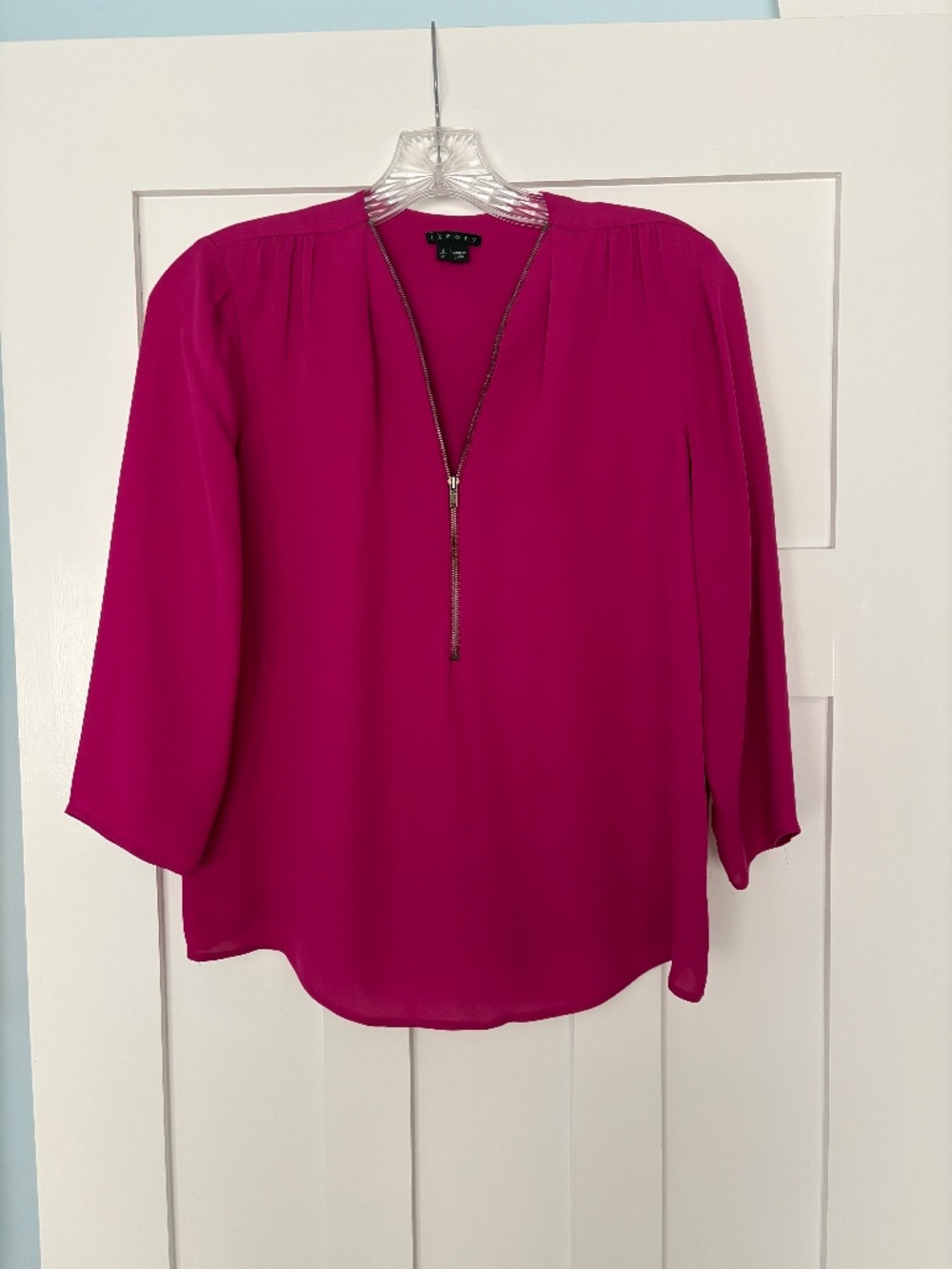 Theory Women's Silk Blouse in bright pink - Small